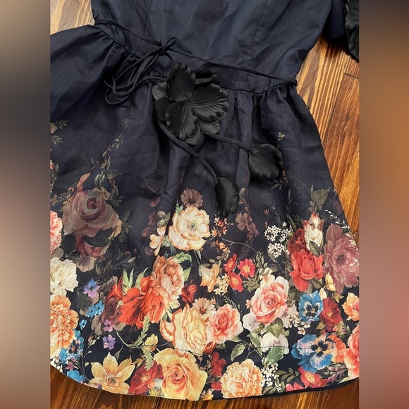 EB LUXE Black Floral High Neck 3D Flowers Ryder Dress NEW with Tags - Picture 6 of 15